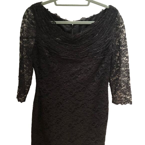 NWT Chris Kole, Saks Fifth Avenue, Lace Formal Midi Black Dress, Y2K, Size 12 - Picture 2 of 7